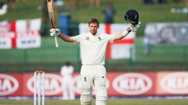 England's captain Joe Root celebrates his century.(Reuters)