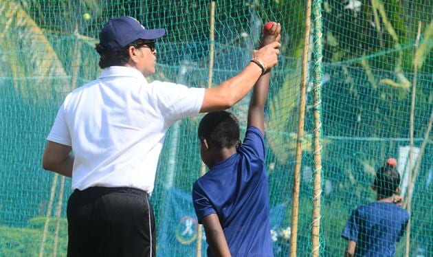 The idea of Tendulkar middlesex global academy is not to just make them (boys and girls) good cricketers, but also good human beings, said Tendulkar. (Shankar NARAYAN/HT PHOTO)