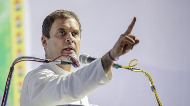 Congress president Rahul Gandhi on Friday termed demonetisation as the biggest scam in the history of independent India.(PTI)