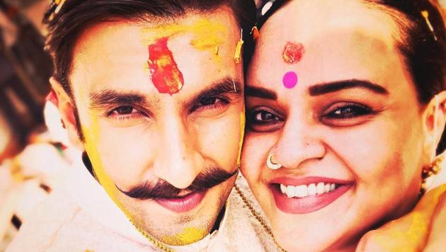 Shanoo Sharma of Yash Raj Films shared this picture from Ranveer Singh’s Haldi ceremony in early November to wish him on his wedding to Deepika Padukone.(Instagram)