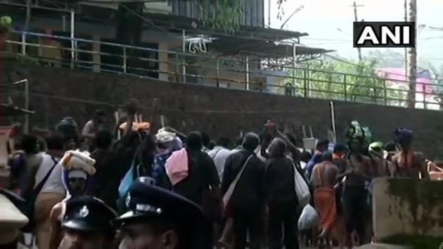 Drones being used for surveillance as devotees throng Pamba base camp (ANI) Drones being used for surveillance as devotees throng Pamba base camp (ANI)
