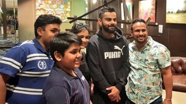 Virat Kohli with few fans in Brisbane. (BCCI Image) Virat Kohli with few fans in Brisbane. (BCCI Image)