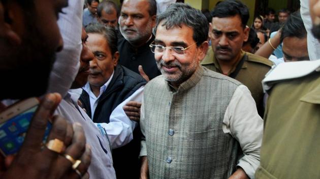 RLSP chief Upendra Kushwaha addressing a press conference in Patna on Saturday. Parwaz Khan/HT Photo (HT PHOTO) RLSP chief Upendra Kushwaha addressing a press conference in Patna on Saturday. Parwaz Khan/HT Photo (HT PHOTO)