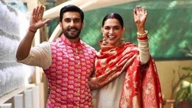 Ranveer Singh and Deepika Padukone were decked from head to toe in designer Sabyasachi Mukherjee’s creations.(Instagram)