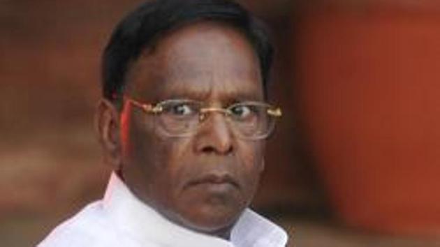 A three-member panel headed by Puducherry chief minister V. Narayanasamy met the dissident leaders at a hotel in Hyderabad to dissuade them from contesting as rebel candidates. (HT File Photo)