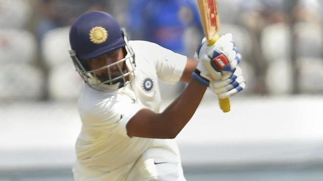 Prithvi Shaw was unbeaten on 33 at the end of the day.(AP) Prithvi Shaw was unbeaten on 33 at the end of the day.(AP)