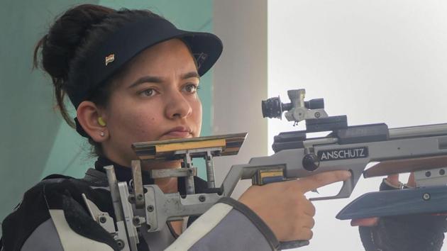 Shooter Anjum Moudgil (L) competes in the Women's 50m rifle 3 positions (3x40) event during the 18th Asian Games 2018 at Palembang in Indonesia on Wednesday, Aug 22, 2018.(PTI)