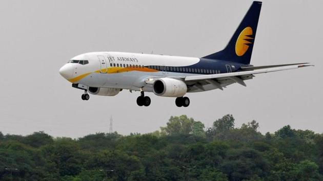 A Jet Airways passenger aircraft prepares to land at the airport in Ahmedabad. (REUTERS)