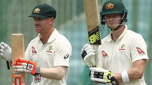 David Warner (left) and Steve Smith are currently serving a ban for their involvement in the ‘Sandpaper Gate’ fiasco. (Getty Images) David Warner (left) and Steve Smith are currently serving a ban for their involvement in the ‘Sandpaper Gate’ fiasco. (Getty Images)