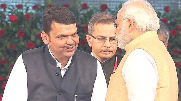 Maharashtra CM Devendra Fadnavis (L) with PM Narendra Modi (R). (Anshuman Poyrekar/HT photo) Maharashtra CM Devendra Fadnavis (L) with PM Narendra Modi (R). (Anshuman Poyrekar/HT photo)