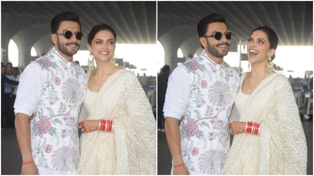 Deepika Padukone and Ranveer Singh spotted at the Mumbai airport.(Viral Bhayani)