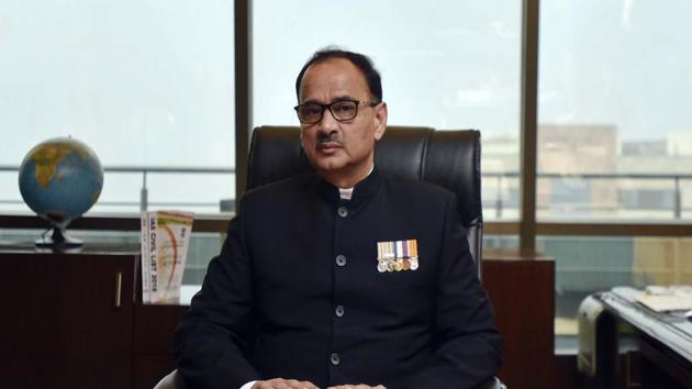 Alok Verma at CBI headquarters in New Delhi.(Ravi Choudhary/HT Photo)