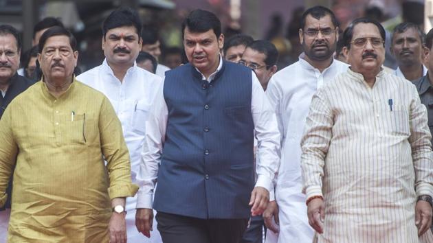 Maharashtra chief minister Devendra Fadnavis at the Vidhan Bhavan on the first day of the state’s winter session on Monday. (Pratik Chorge/HT Photo) Maharashtra chief minister Devendra Fadnavis at the Vidhan Bhavan on the first day of the state’s winter session on Monday. (Pratik Chorge/HT Photo)