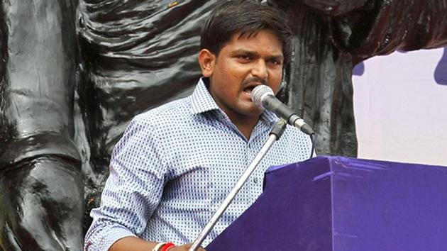 Hardik Patel speaks during a rally in Ahmadabad.(AP File Photo)