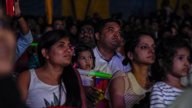 Spectators watching the performance of artists at the Rambo circus in Mundhwa on Saturday. (SANKET WANKHADE/HT PHOTO) Spectators watching the performance of artists at the Rambo circus in Mundhwa on Saturday. (SANKET WANKHADE/HT PHOTO)