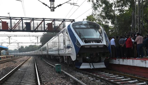 A view of the first Made-in-India engine-less train - named Train 18 at Safdarjung station, during its trial run in New Delhi, India, on November 14, 2018. (Photo by Mohd Zakir/ Hindustan Times file photo)