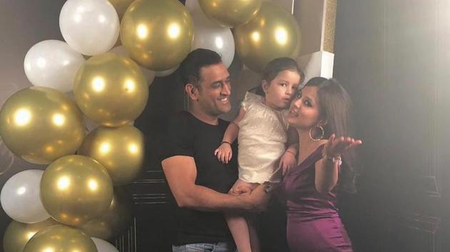 Sakshi Dhoni photographed with husband MS Dhoni and daughter Ziva at her 30th birthday. (Instagram/sakshisingh_r) Sakshi Dhoni photographed with husband MS Dhoni and daughter Ziva at her 30th birthday. (Instagram/sakshisingh_r)