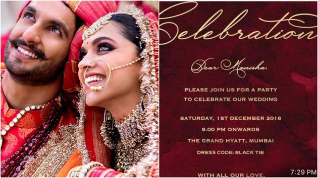Deepika Padukone and Ranveer Singh will host three wedding receptions.