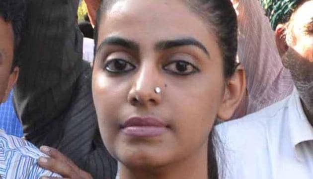 Divya Maderna, the daughter of Mahipal Maderna, who has been in jail since September 2011 in a murder case, has been fielded by the Congress from Osian seat in the upcoming assembly election in Rajasthan.(HT Photo)