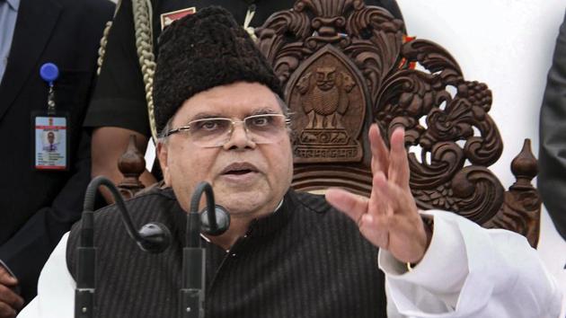 Jammu and Kashmir governor Satya Pal Malik governor Satya Pal Malik’s ordered dissolution of the assembly through a fax.(PTI FILE PHOTO) Jammu and Kashmir governor Satya Pal Malik governor Satya Pal Malik’s ordered dissolution of the assembly through a fax.(PTI FILE PHOTO)