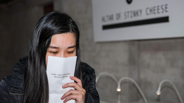 Gastronomic explorers are warned on entry: the exhibit is not for the squeamish. But, conveniently, the entry ticket is -- a sickness bag. Bag in hand then, visitors venture off on a world tour of specialities, some of which may seem to a Western palate like ingredients in a witch’s brew but are considered delicacies. (Jonathan Nackstrad / AFP) Gastronomic explorers are warned on entry: the exhibit is not for the squeamish. But, conveniently, the entry ticket is -- a sickness bag. Bag in hand then, visitors venture off on a world tour of specialities, some of which may seem to a Western palate like ingredients in a witch’s brew but are considered delicacies. (Jonathan Nackstrad / AFP)