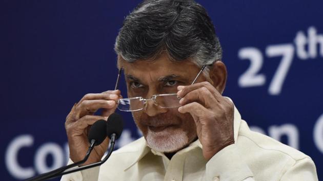 Andhra Pradesh Chief Minister N. Chandrababu Naidu’s net assets grew from Rs 2.53 crore to Rs 2.99 crore over the last one year, an increase of 18.18 per cent. However, his three-year-old grandson Devansh is richer with assets worth Rs 18.71cr,(Vipin Kumar/HT file photo)