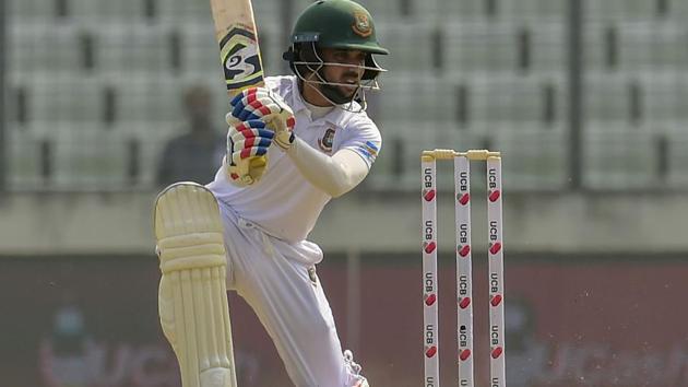 Mominul Haque plays a shot during the first day of the second Test cricket match between Bangladesh and Zimbabwe.(AFP)