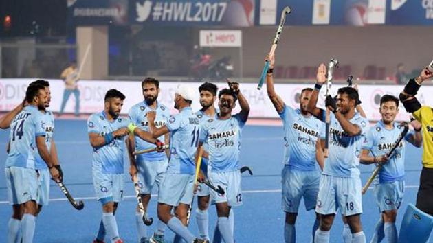 File image: Indian players celebrate after winning a match.(PTI)