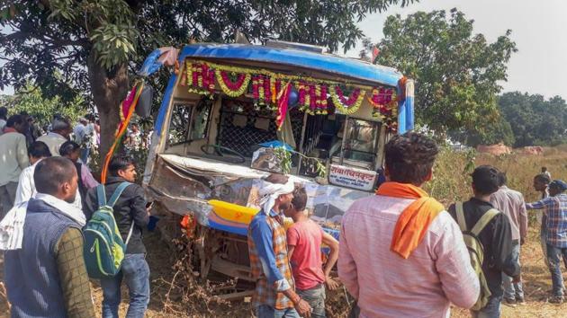 Seven school children and the driver of a van they were travelling in were killed while travelling towards Barsinghpur, some 450 km northeast of Bhopal, after their vehicle collided with a bus plying between Rewa and Chitrakoot, in Madhya Pradesh’s Satna district, police said. (PTI) Seven school children and the driver of a van they were travelling in were killed while travelling towards Barsinghpur, some 450 km northeast of Bhopal, after their vehicle collided with a bus plying between Rewa and Chitrakoot, in Madhya Pradesh’s Satna district, police said. (PTI)