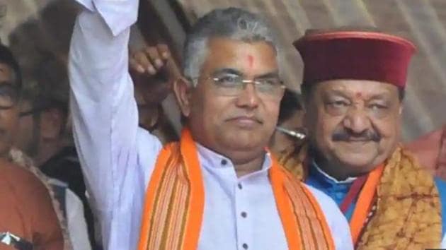 Bengal BJP unit president Dilip Ghosh will be one of the speakers in the event to be launched at the Constitution Club of India.(HT Photo)