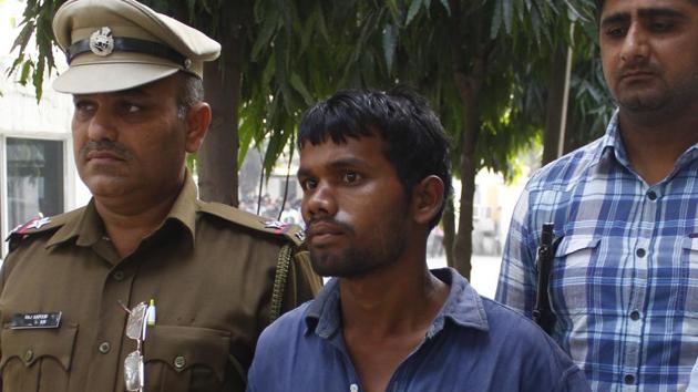 According to the Gurugram Police SIT, the accused Sunil Kumar has confessed to having raped and killed six minor girls in Gurugram since 2013. (Yogendra Kumar/HT Photo) According to the Gurugram Police SIT, the accused Sunil Kumar has confessed to having raped and killed six minor girls in Gurugram since 2013. (Yogendra Kumar/HT Photo)