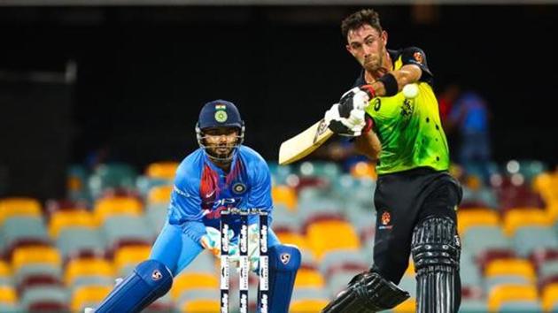 Australia's batsman Glenn Maxwell (R) hits a shot off the bowling of India's Krunal Pandya during the T20 international cricket match between Australia and India in Brisbane.(AFP) Australia's batsman Glenn Maxwell (R) hits a shot off the bowling of India's Krunal Pandya during the T20 international cricket match between Australia and India in Brisbane.(AFP)