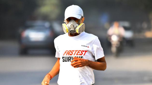 A man wears anti- pollution mask near Dilli Haat, in New Delhi, on Wednesday, November 21, 2018. A spike in pollution in the national capital is expected in the last week of November. (Amal KS/HT Photo) A man wears anti- pollution mask near Dilli Haat, in New Delhi, on Wednesday, November 21, 2018. A spike in pollution in the national capital is expected in the last week of November. (Amal KS/HT Photo)