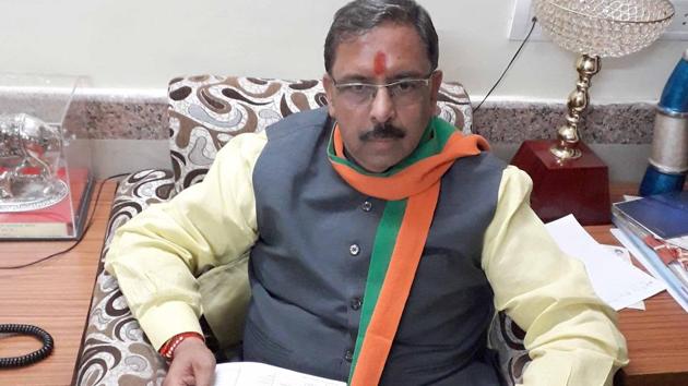 Arun Chaturvedi is the BJP candidate from Jaipur’s Civil Lines constituency in Rajasthan assembly election.(HT Photo)