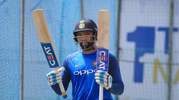 Indian cricketer Rohit Sharma takes part in a practice session.(Getty Images)