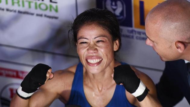 India's Mary Kom gestures after her victory against People Republic of Korea Kim Hyang Mi (Vipin Kumar /HT PHOTO) India's Mary Kom gestures after her victory against People Republic of Korea Kim Hyang Mi (Vipin Kumar /HT PHOTO)