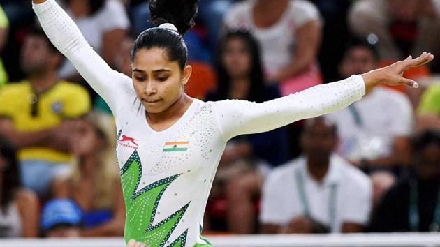 Dipa Karmakar participates at the Rio Olympics 2016.(HT Photo)