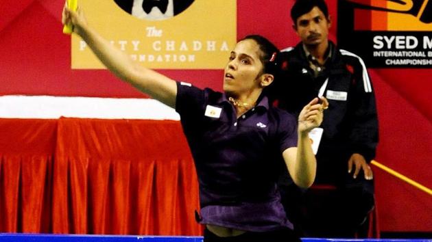 Lucknow: Saina Nehwal in action against Rituparna Das during the quarterfinals of the Syed Modi International Badminton Championships(PTI)