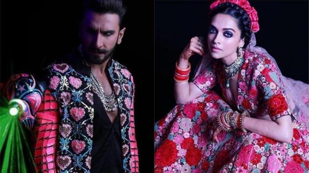 Deepika Padukone and Ranveer Singh at their post-wedding party in Mumbai.(Instagram)