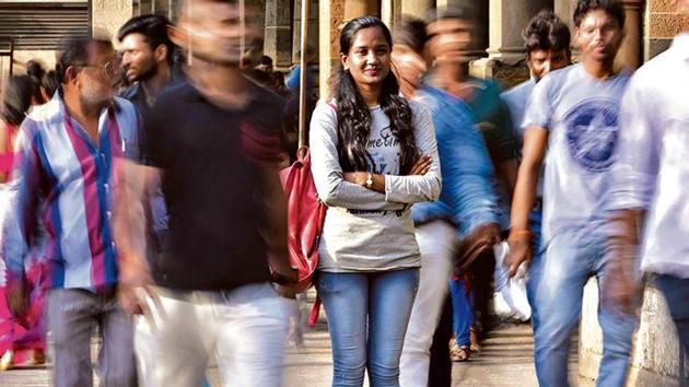 Rotawan stands at CST station in Mumbai, where she was shot by Ajmal Kasab.(Anshuman Poyrekar/HT Photo)