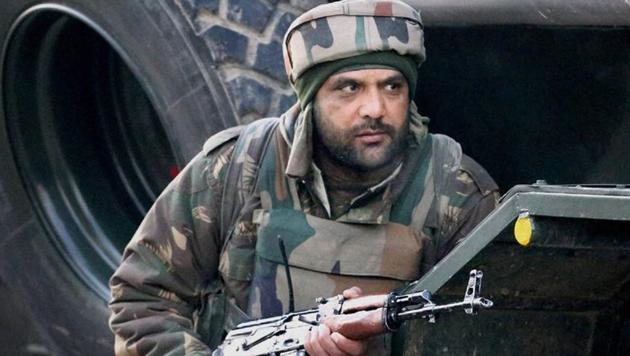 A soldier, seven militants and a civilian were killed in two encounters between security forces and militants in Jammu and Kashmir’s Shopian and Pulwama districts today. ( File Photo)(PTI) A soldier, seven militants and a civilian were killed in two encounters between security forces and militants in Jammu and Kashmir’s Shopian and Pulwama districts today. ( File Photo)(PTI)