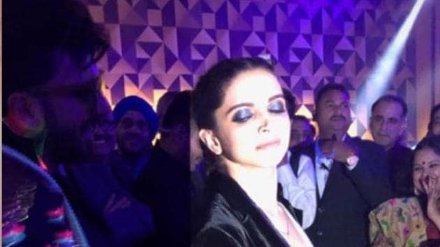Deepika Padukone later changed into a white vest and a black suede jacket.