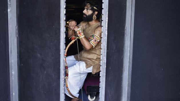Curtains open on a congested neighbourhood in Bareilly. A mother is having a serious conversation with her son. She asks him if he has consulted the clerics before playing Lord Ram in the Ramleela, scheduled after 10 days. “It is just a role, ammi” says 28-year-old Danish Khan pictured), actor and production designer with the theatre group Rang Vinayak Rangmandal (RVRM). (Burhaan Kinu / HT Photo) Curtains open on a congested neighbourhood in Bareilly. A mother is having a serious conversation with her son. She asks him if he has consulted the clerics before playing Lord Ram in the Ramleela, scheduled after 10 days. “It is just a role, ammi” says 28-year-old Danish Khan pictured), actor and production designer with the theatre group Rang Vinayak Rangmandal (RVRM). (Burhaan Kinu / HT Photo)