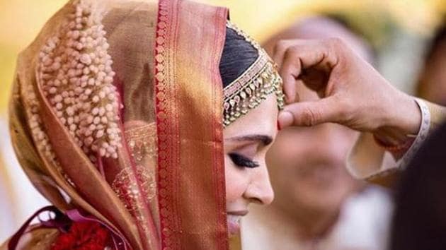 Deepika Padukone at her wedding.