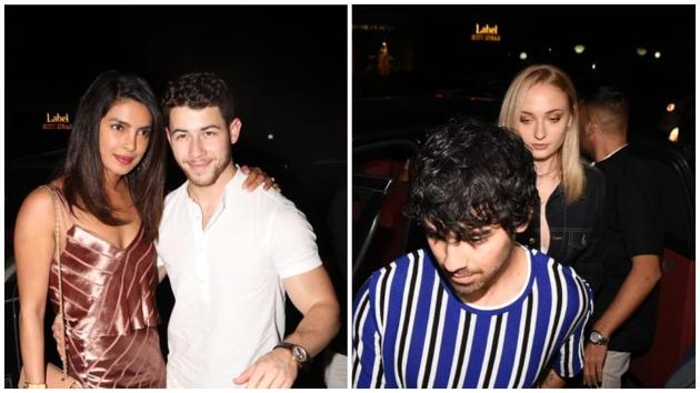 Priyanka Chopra and Nick Jonas partied with Joe Jonas and Sophie Turner in Mumbai on Monday.(Viral Bhayani)