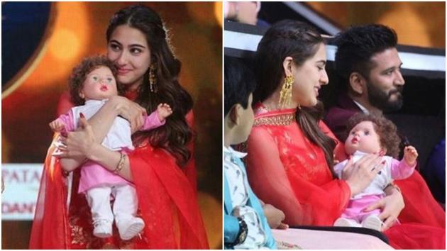 Sara Ali Khan was spotted cradling a Taimur doll on Sa Re Ga Ma Pa.(Instagram)