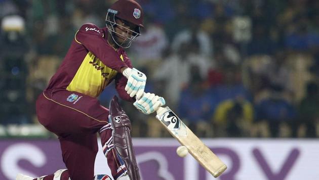 West Indies' Shimron Hetmyer bats during the third and last Twenty20 international cricket match between India and West Indies in Chennai, India, Sunday, Nov. 11, 2018(AP)