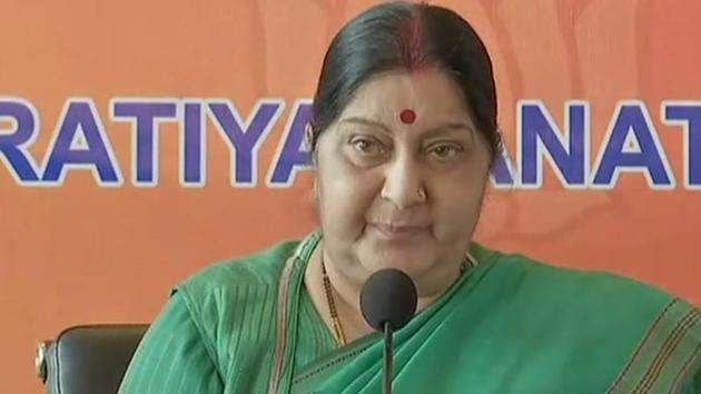 Sushma Swaraj’s statement comes hours before Pakistan Prime Minister Imran Khan lays the foundation stone at the ground breaking ceremony for the construction of the Kartarpur corridor. (ANI photo) Sushma Swaraj’s statement comes hours before Pakistan Prime Minister Imran Khan lays the foundation stone at the ground breaking ceremony for the construction of the Kartarpur corridor. (ANI photo)