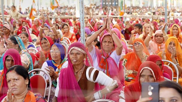 J BJP supporters attend party President Amit Shah's election rally in Jalore, Rajasthan, Tuesday, Nov. 27, 2018.(PTI / Representative Image)