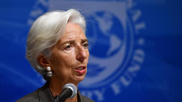 In this file photo taken on October 4, 2018 International Monetary Fund (IMF) managing director Christine Lagarde speaks during a press conference in Tokyo.(AFP)